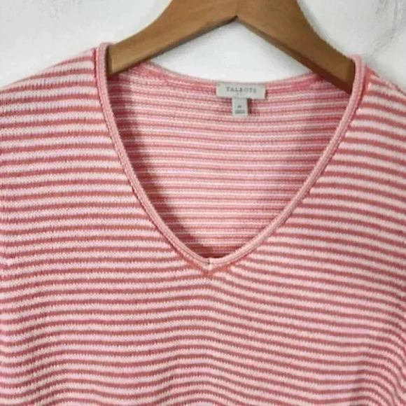 Talbots Linen Blend V Neck 3/4 Sleeve Women's Sweater M - Picture 3 of 9